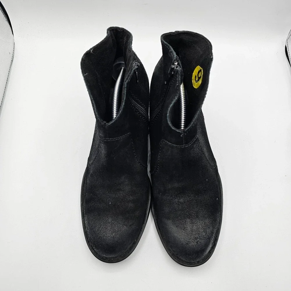 Born Boots Womens 9 Black Rough Michel Ankle Booties‎ Block Heel Zipper D89709